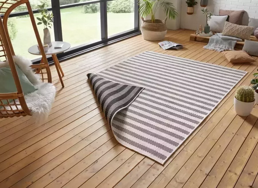 Tapeso Design binnen & buiten vloerkleed Delilia zwart crème 160x230 cm