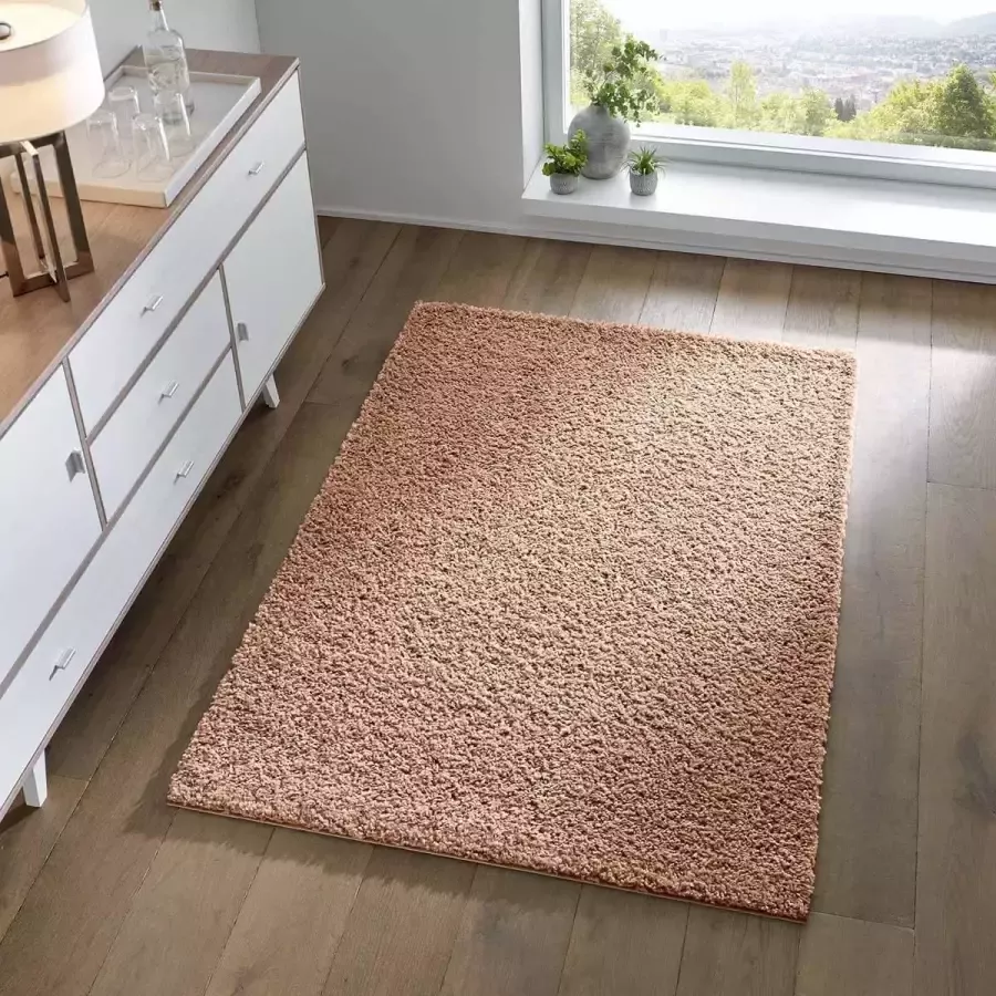 Tapeso Hoogpolig vloerkleed effen Spectrum beige 60x90 cm