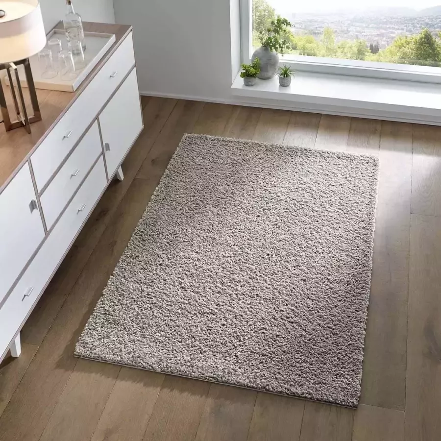 Tapeso Hoogpolig vloerkleed effen Spectrum lichtgrijs 200x290 cm