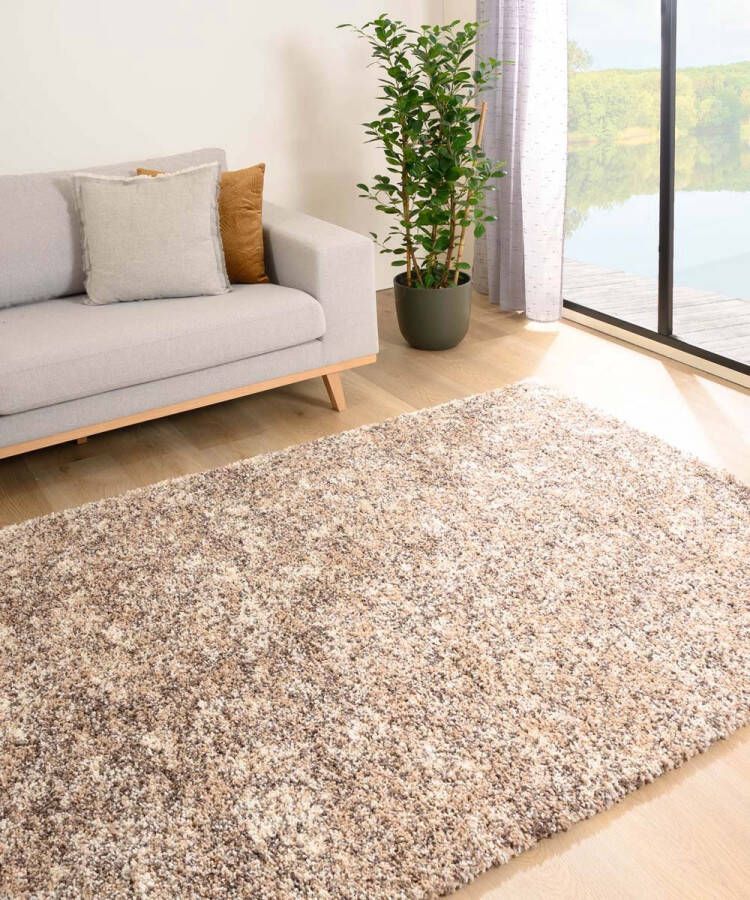 Tapeso Hoogpolig vloerkleed gemêleerd Blend beige 280x370 cm