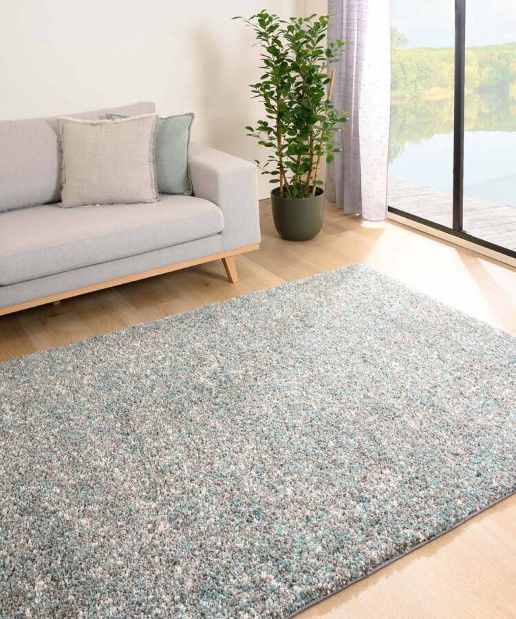 Tapeso Hoogpolig vloerkleed gemêleerd Blend blauw grijs 120x170 cm