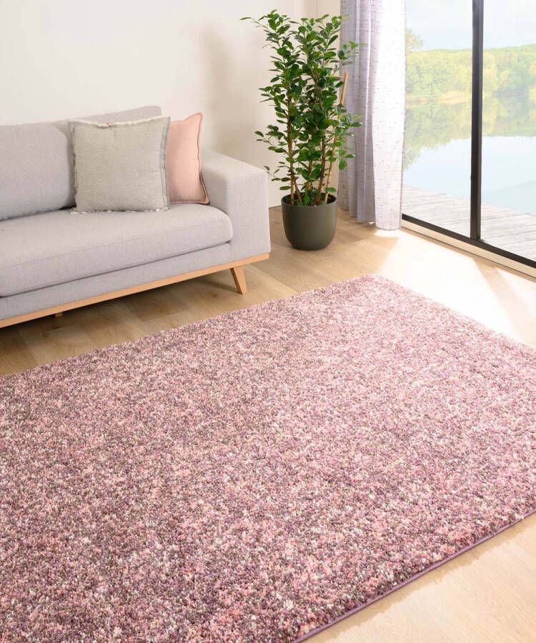 Tapeso Hoogpolig vloerkleed gemêleerd Blend roze 60x100 cm