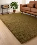 Tapeso Hoogpolig vloerkleed shaggy Trend effen olijfgroen 300x400 cm - Thumbnail 1