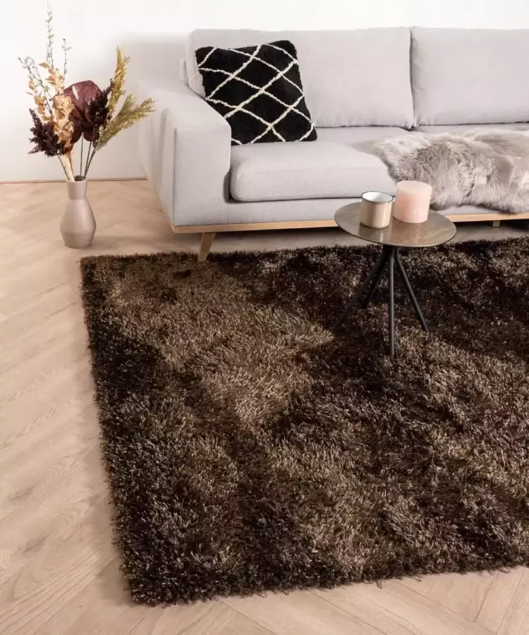 Tapeso Hoogpolig vloerkleed velours Posh bruin 80x150 cm