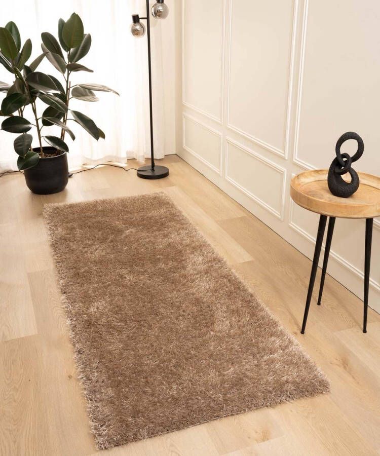 Tapeso Hoogpolige loper velvet Posh beige 80x200 cm