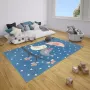 Tapeso Kindervloerkleed Lara Vogels Blauw 80x150cm - Thumbnail 1