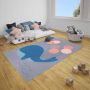 Tapeso Kindervloerkleed walvis Willem grijs 80x150 cm - Thumbnail 1