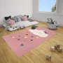 Tapeso Kindervloerkleed wolken Happy roze 160x220 cm - Thumbnail 1