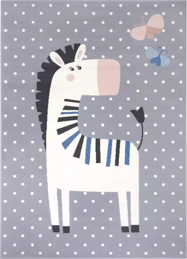 Tapeso Kindervloerkleed zebra Zibbie grijs 120x170 cm - Foto 2