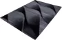 Tapeso Laagpolig vloerkleed Parma zwart gegolfd design 160x230cm - Thumbnail 1
