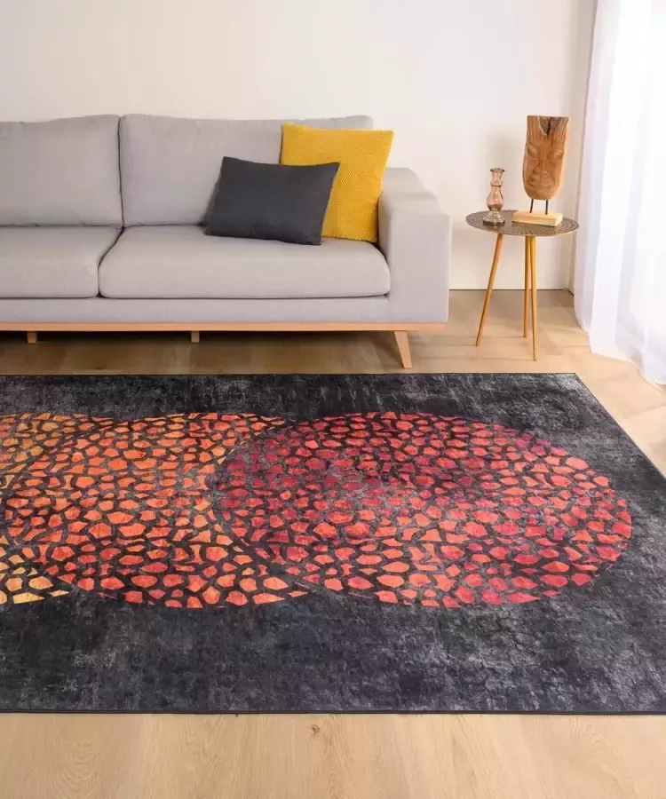 Tapeso Modern vloerkleed wasbaar Moderna zwart 140x200 cm