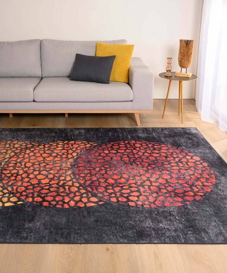 Tapeso Modern vloerkleed wasbaar Moderna zwart 160x240 cm