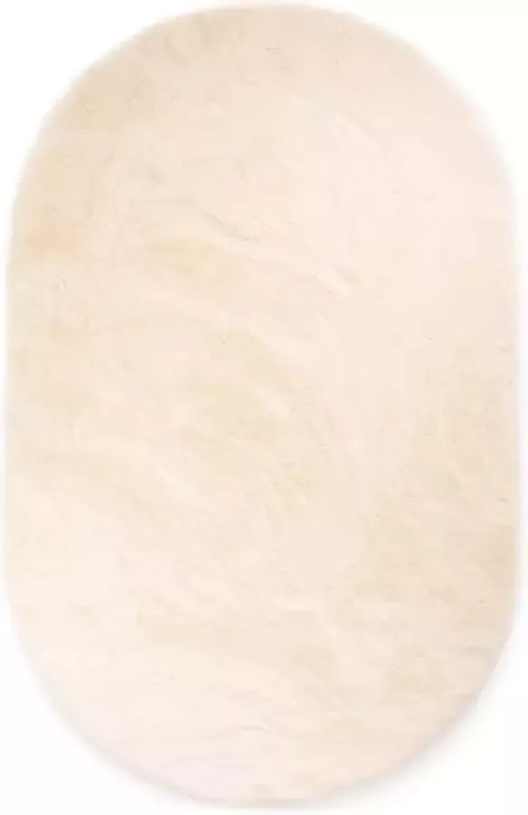 Tapeso Ovaal hoogpolig vloerkleed Comfy plus crème 120x180 cm