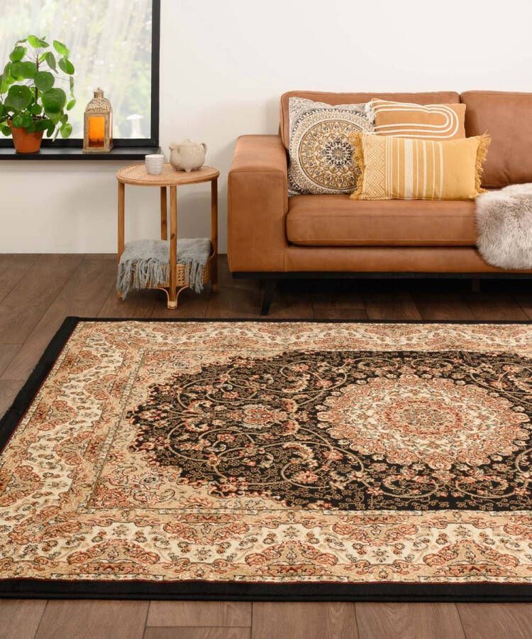 Tapeso Perzisch tapijt Mirage Rustic zwart beige 300x400 cm