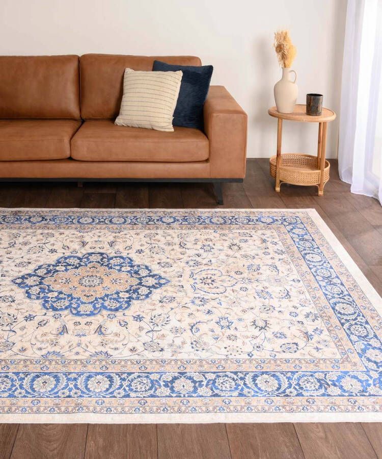 Tapeso Perzisch tapijt wasbaar Moderna blauw 200x300 cm