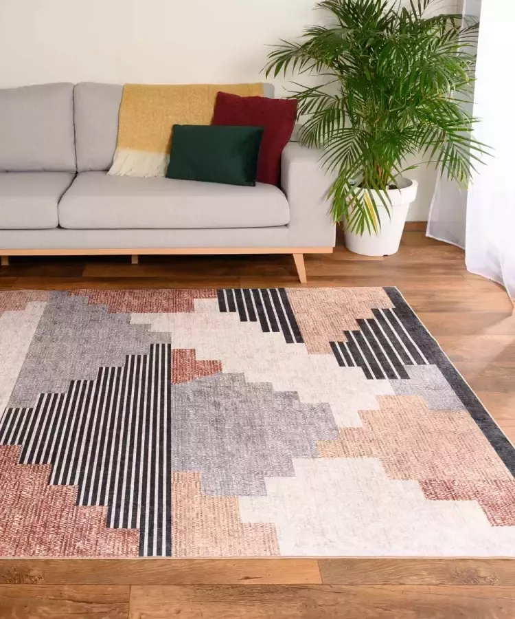 Tapeso Retro vloerkleed wasbaar Moderna bruin 80x150 cm