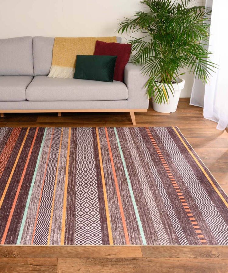 Tapeso Retro vloerkleed wasbaar Moderna bruin multi 200x300 cm