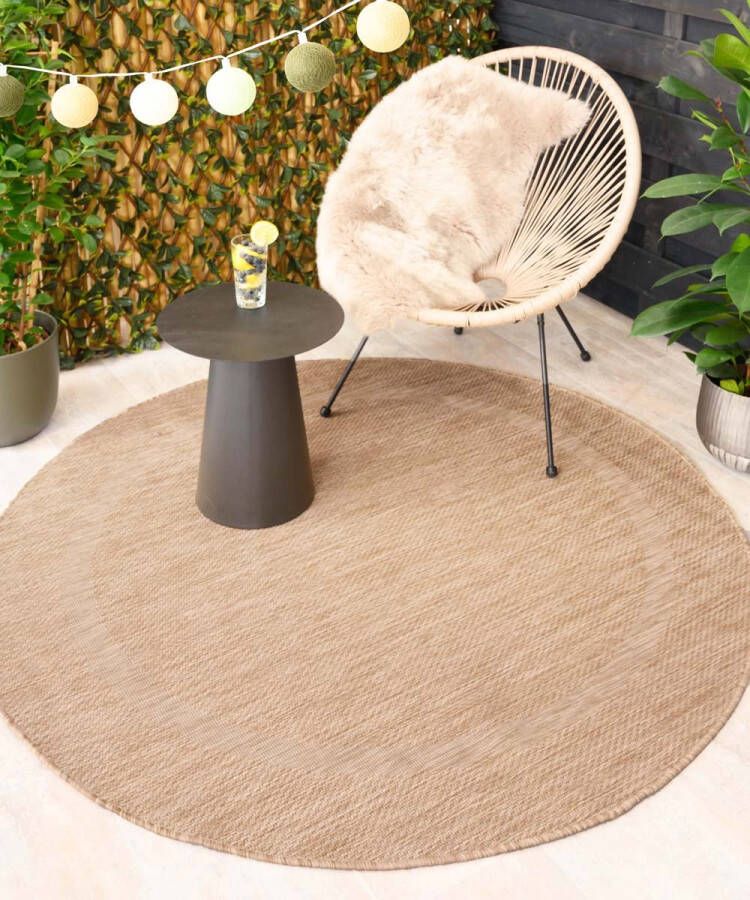 Tapeso Rond buitenkleed Sunset beige 200 cm rond