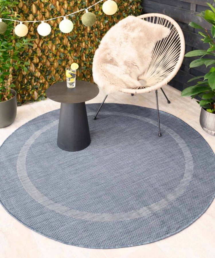 Tapeso Rond buitenkleed Sunset blauw 160 cm rond