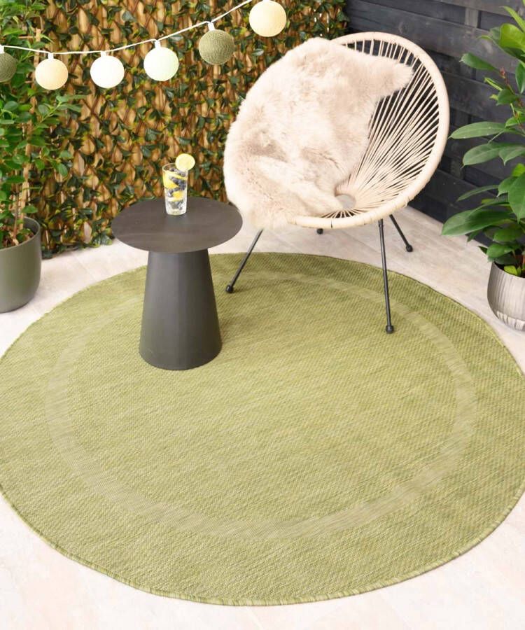 Tapeso Rond buitenkleed Sunset lichtgroen 200 cm rond