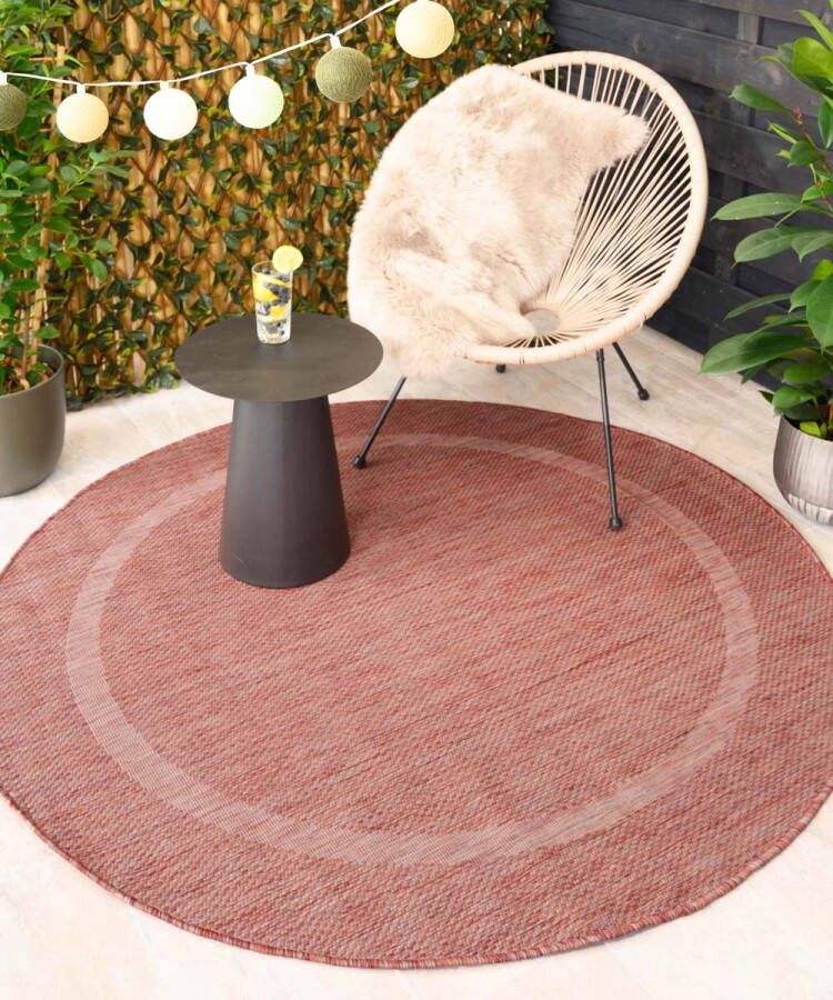 Tapeso Rond buitenkleed Sunset rood 120 cm rond