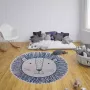 Tapeso Rond kinderkamer vloerkleed Leeuw crème blauw 160 cm rond - Thumbnail 2