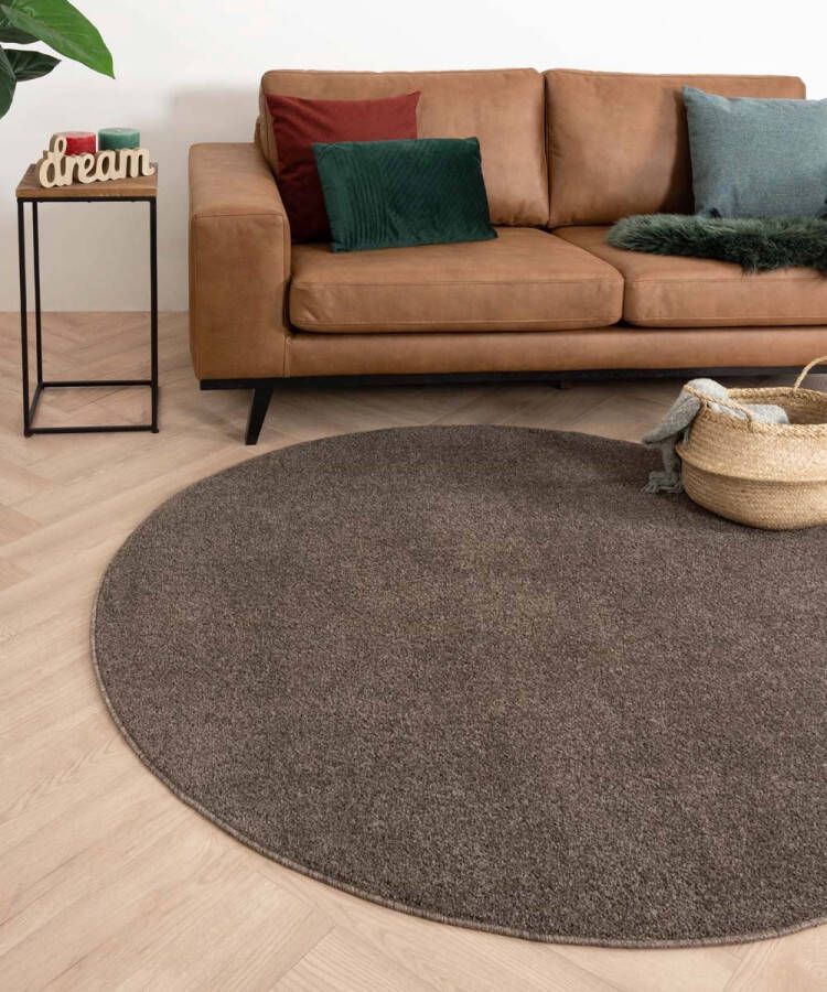 Tapeso Rond vloerkleed Fine mokka 240 cm rond