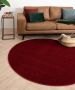 Tapeso Rond vloerkleed Fine rood 120 cm rond - Thumbnail 1