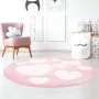 Tapeso Rond vloerkleed kinderkamer Hartjes 3D roze crème 150 cm rond - Thumbnail 2