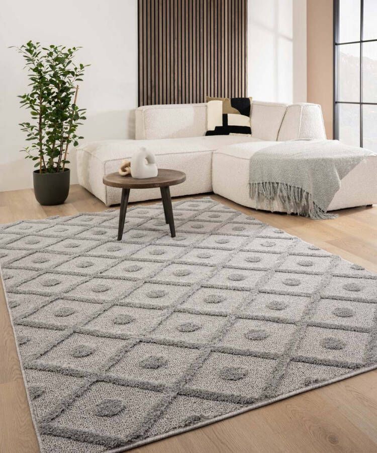 Tapeso Scandinavisch vloerkleed Arc Diamond lichtgrijs 100x200 cm