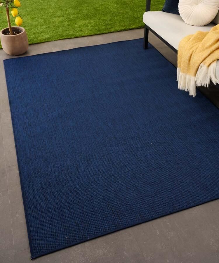 Tapeso Buitenkleed effen Flip donkerblauw 160x220 cm