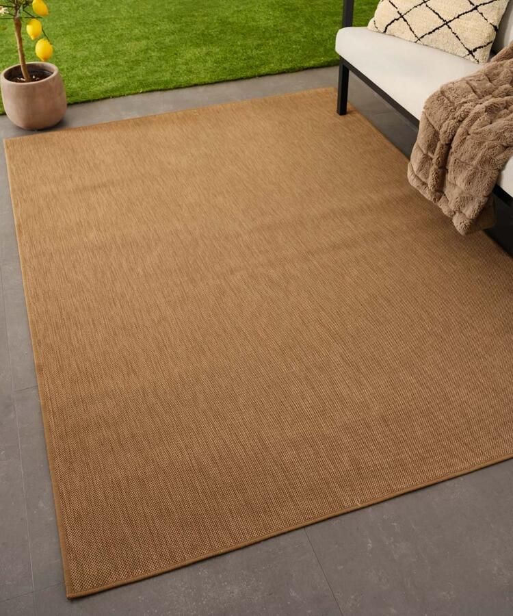 Tapeso Buitenkleed effen Flip lichtbruin 200x280 cm