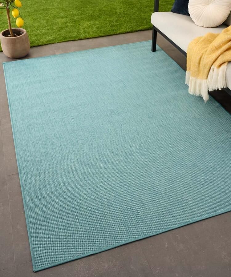 Tapeso Buitenkleed effen Flip turquoise 200x280 cm