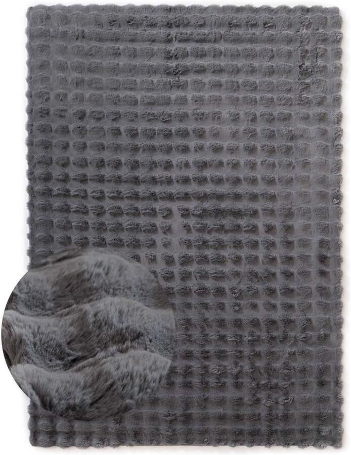 Tapeso Fluffy vloerkleed Cloud grijs 120x170 cm - Foto 2