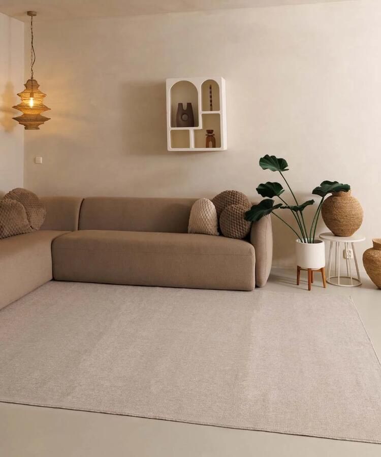 Tapeso Laagpolig vloerkleed Lush crème 240x340 cm