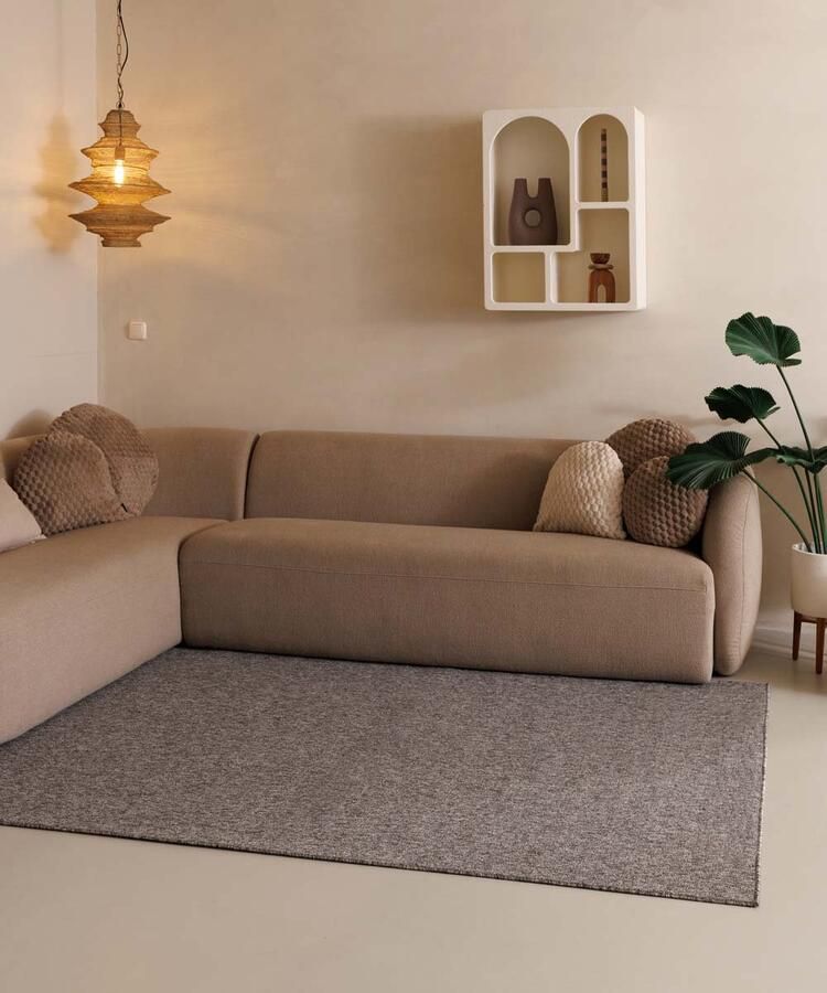 Tapeso Laagpolig vloerkleed Lush grijs 100x300 cm