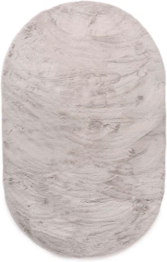 Tapeso Ovaal hoogpolig vloerkleed Comfy plus lichtgrijs 100x150 cm