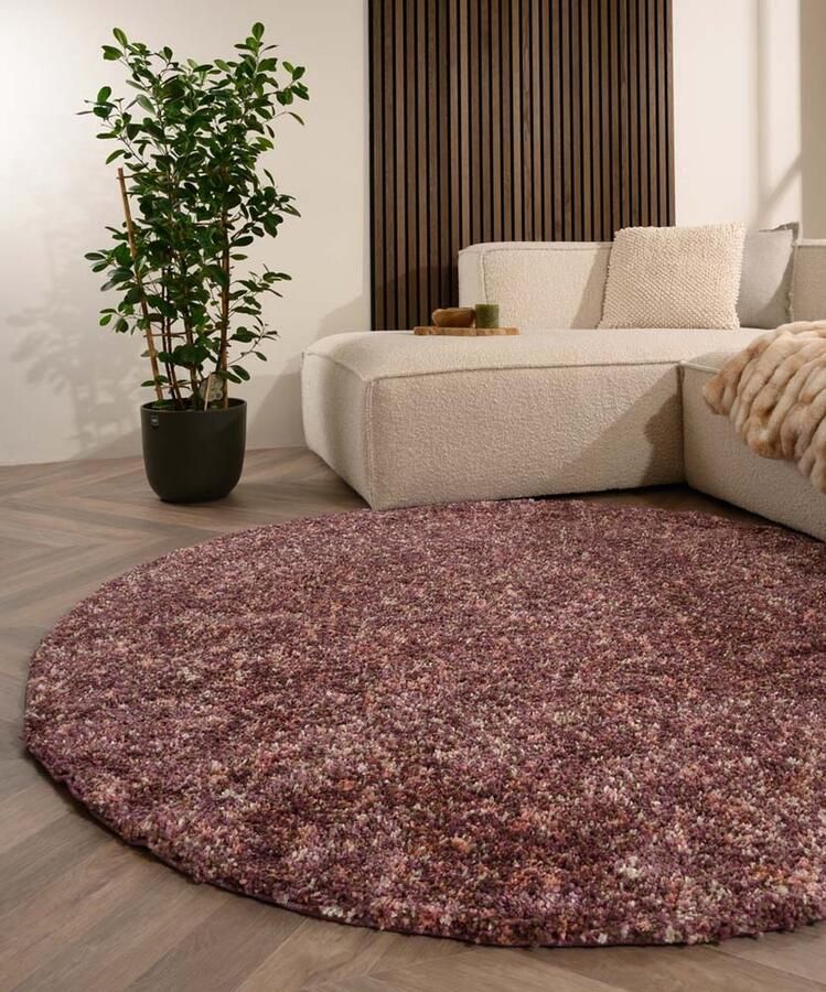 TrueWeave Rond hoogpolig vloerkleed Blend roze 80 cm rond