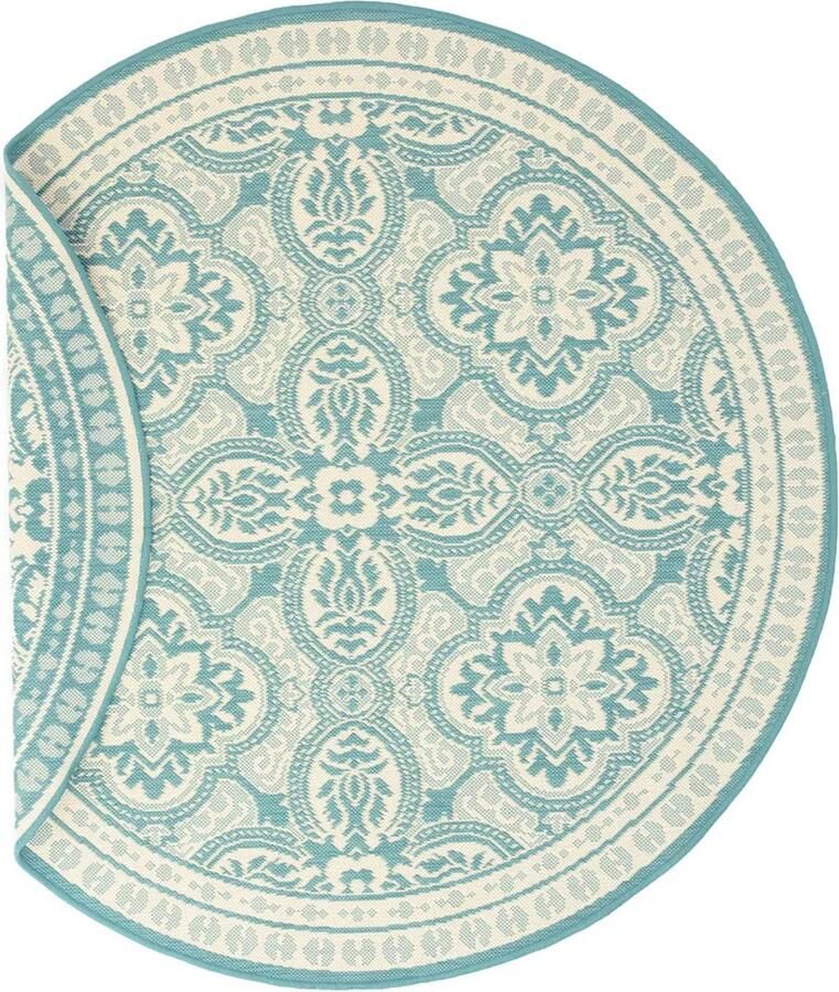 Tapeso Rond Retro buitenkleed Flip Felix turquoise 160 cm rond