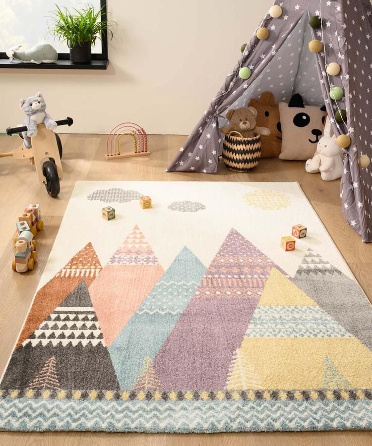 Tapeso Vloerkleed kinderkamer Tipi Snoozy multi 160x230 cm