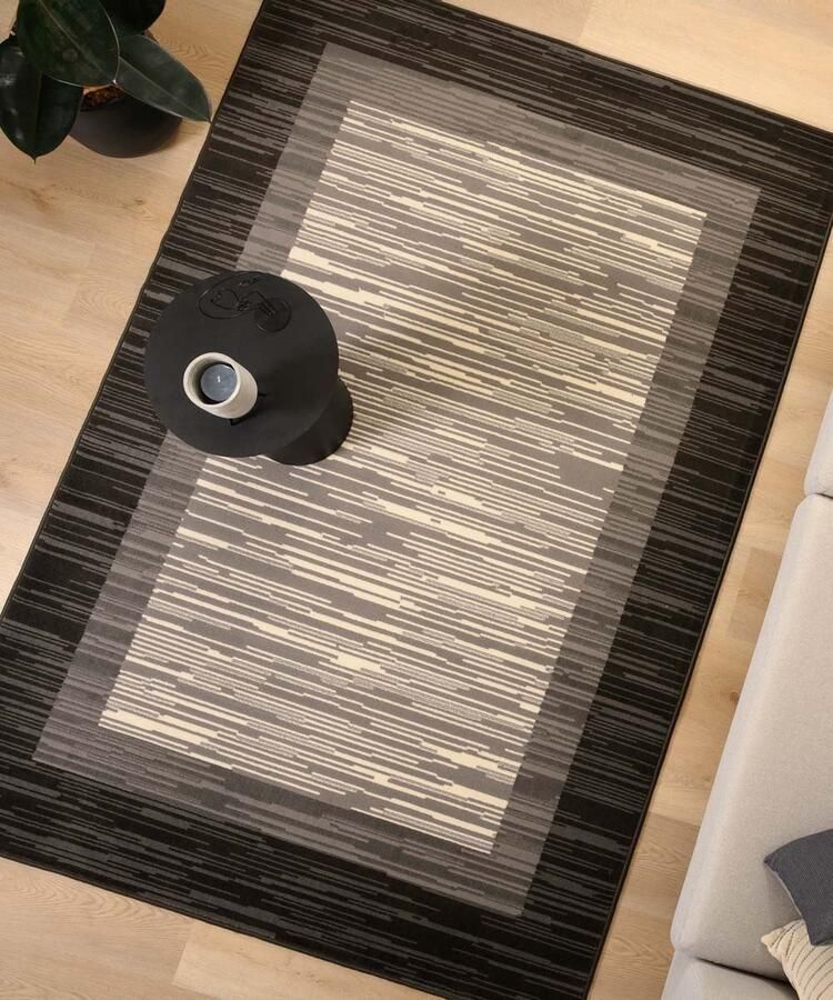 Tapeso Vloerkleed met rand Bowie grijs 60x100 cm