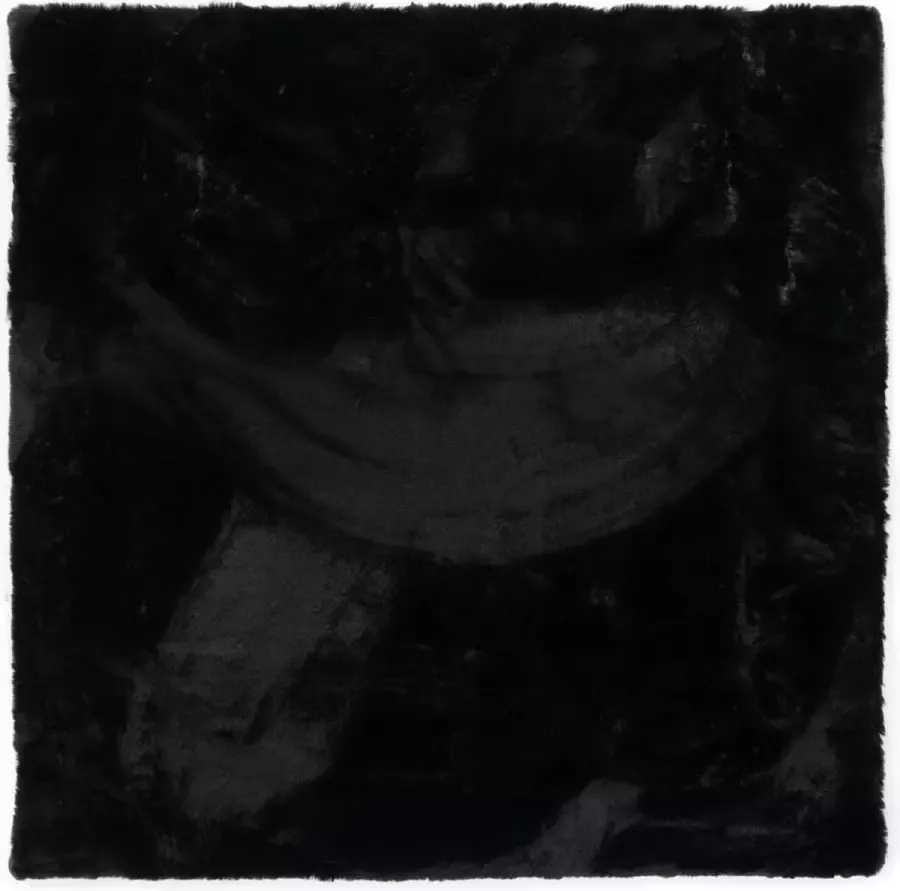 Tapeso Vierkant hoogpolig vloerkleed Comfy plus zwart 200x200 cm - Foto 1