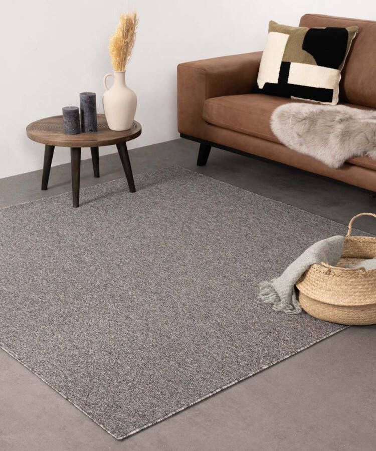 Tapeso Vierkant vloerkleed Lush grijs 140x140 cm