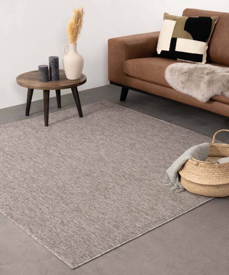 Tapeso Vierkant vloerkleed Lush taupe 160x160 cm