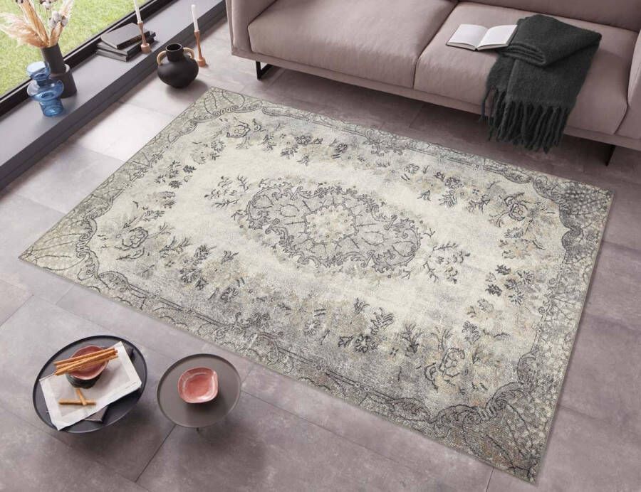Tapeso Vintage vloerkleed Royal crème grijs 200x290 cm - Foto 1