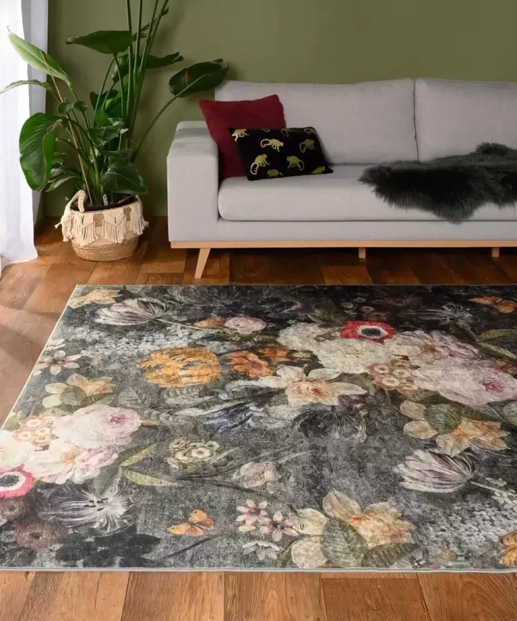 Tapeso Vloerkleed bloemen wasbaar Moderna multi 140x200 cm - Foto 1