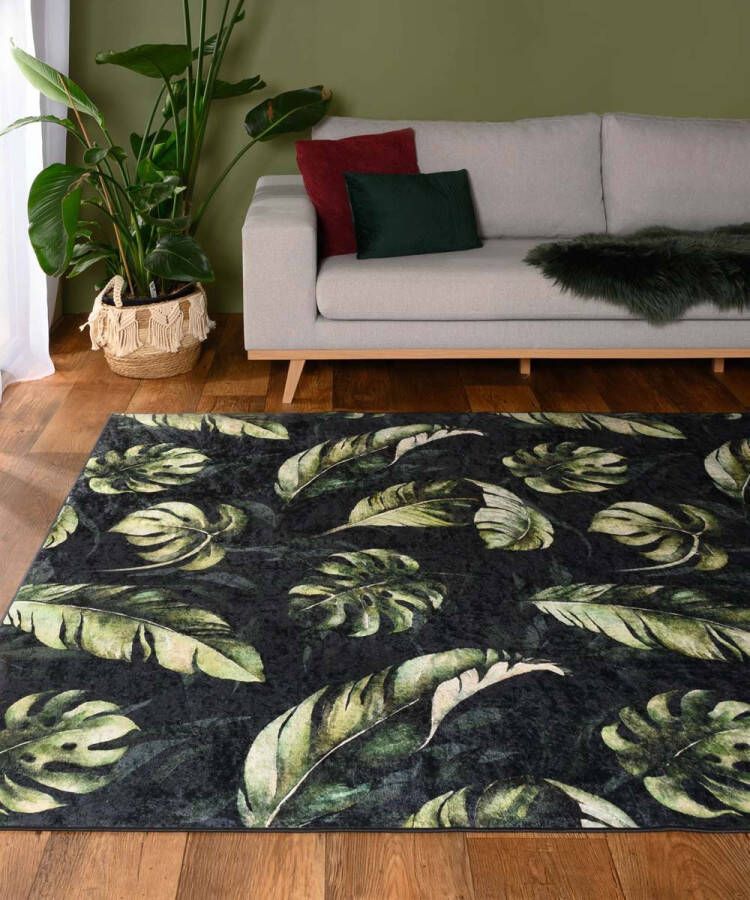 Tapeso Vloerkleed jungle wasbaar Moderna groen 140x200 cm