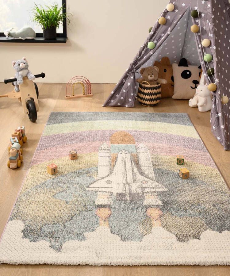 Tapeso Vloerkleed kinderkamer raket Dreams multi 120x170 cm