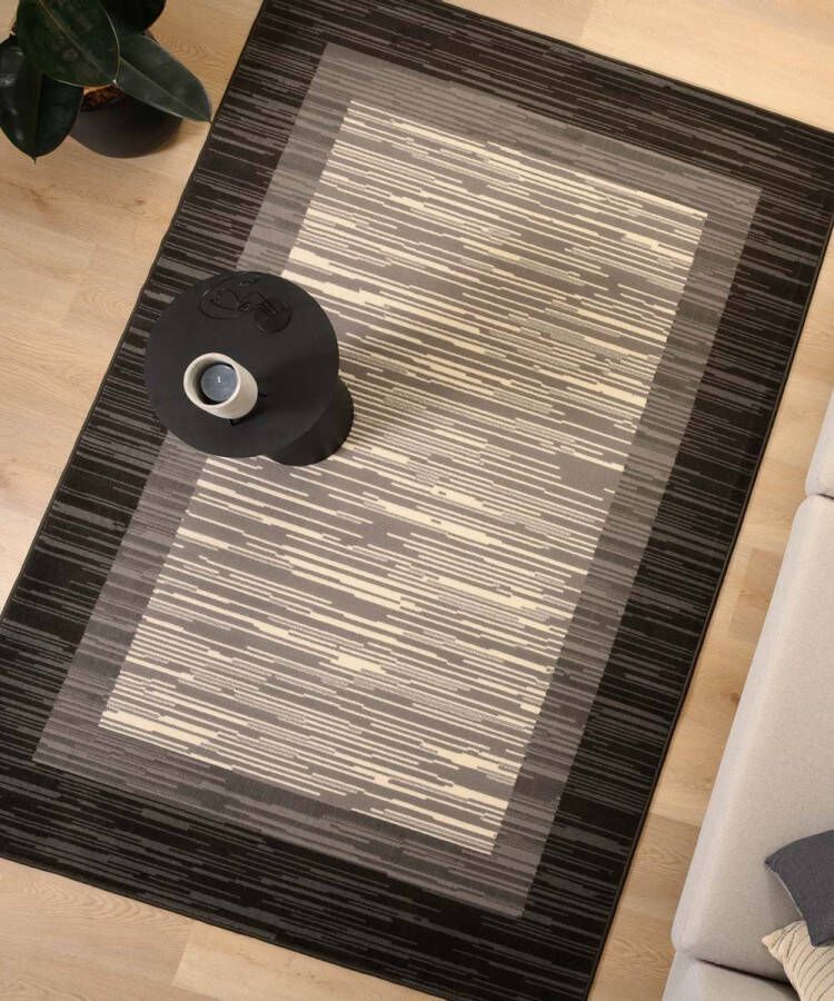Tapeso Vloerkleed met rand Bowie grijs 80x150 cm