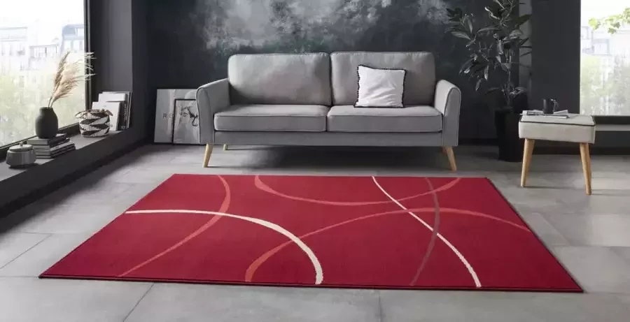 Tapeso Vloerkleed retro Abstract Circles rood 80x150 cm